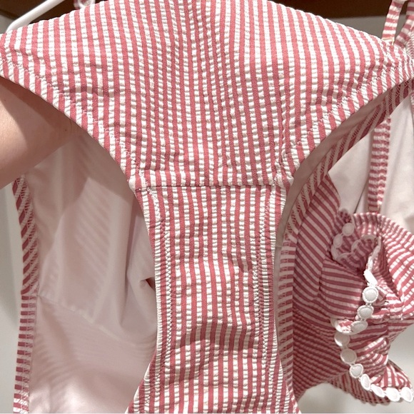 J. Crew | sz 14 | Ruffle pinstriped one-piece swimsuit in seersucker - Picture 15 of 16